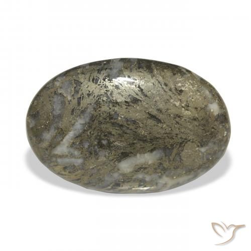 32.77ct 天然 ブロンズ付き黒 Feather Pyrite, 楕円形, オペーク