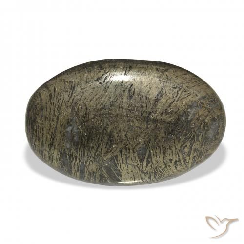 36.99ct 天然 黒がかったブロンズ Feather Pyrite, 楕円形, オペーク