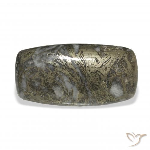 35.65ct 天然 ブロンズ付き黒 Feather Pyrite, クッション, オペーク