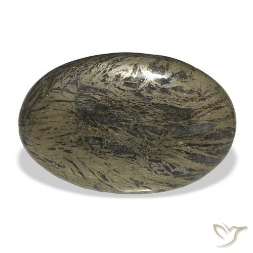 36.00ct 天然 ブロンズ付き黒 Feather Pyrite, 楕円形, オペーク