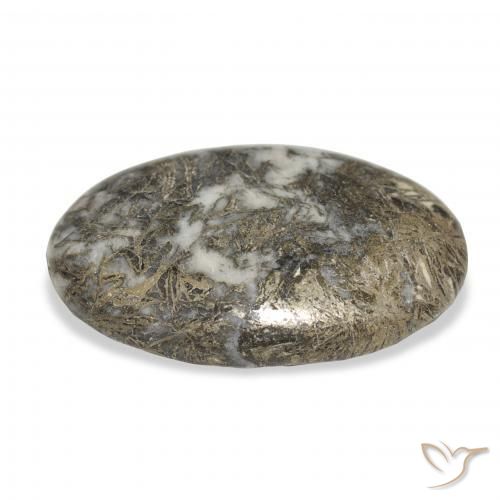 30.97カラットの天然マルチカラーFeather Pyrite、楕円形、オペーク