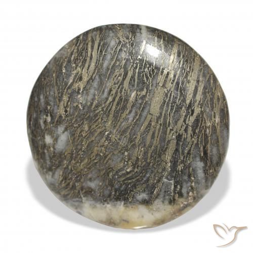 35.90カラットの天然マルチカラーFeather Pyrite、ラウンド、オペーク