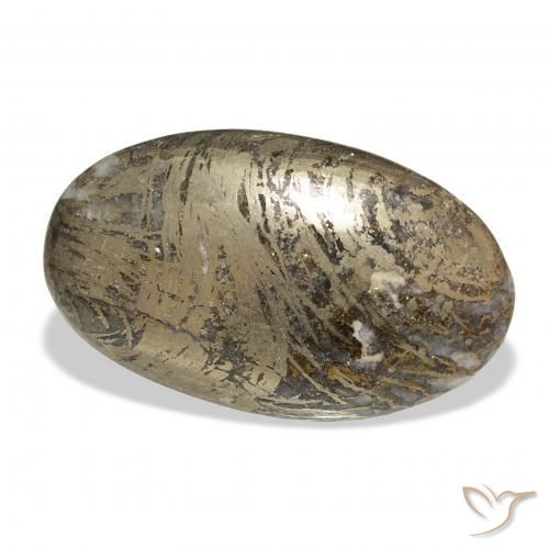 37.38カラットの天然マルチカラーFeather Pyrite、楕円形、オペーク
