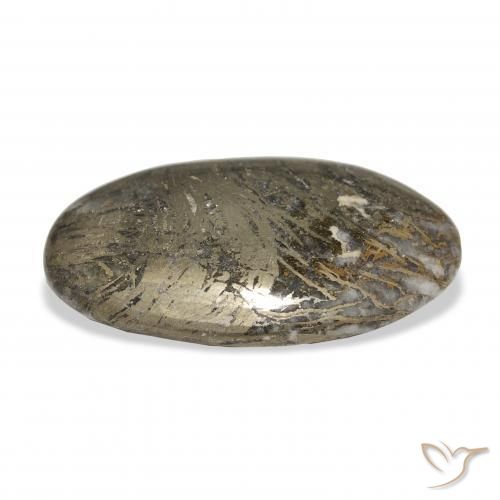 37.38カラットの天然マルチカラーFeather Pyrite、楕円形、オペーク