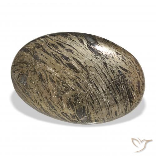 38.68カラットの天然マルチカラーFeather Pyrite、楕円形、オペーク