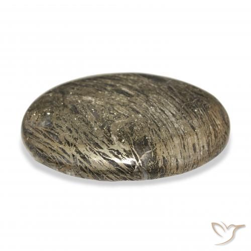 38.68カラットの天然マルチカラーFeather Pyrite、楕円形、オペーク