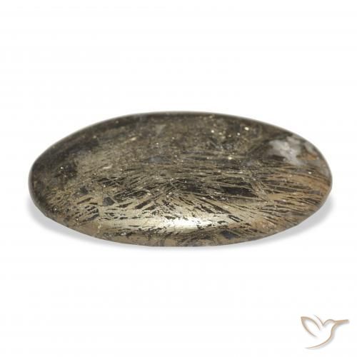 33.42カラットの天然マルチカラーFeather Pyrite、楕円形、オペーク