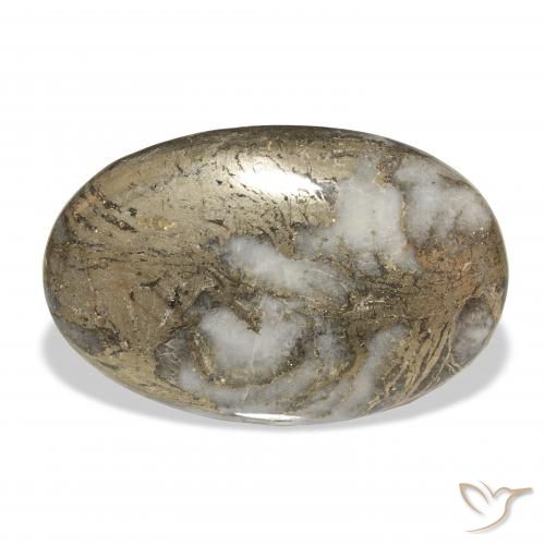 35.51カラットの天然マルチカラーFeather Pyrite、楕円形、オペーク