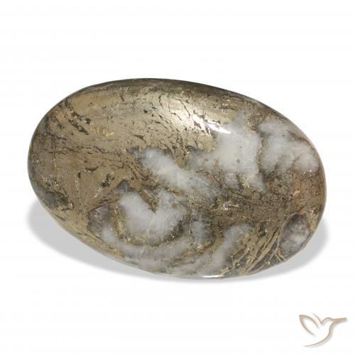 35.51カラットの天然マルチカラーFeather Pyrite、楕円形、オペーク