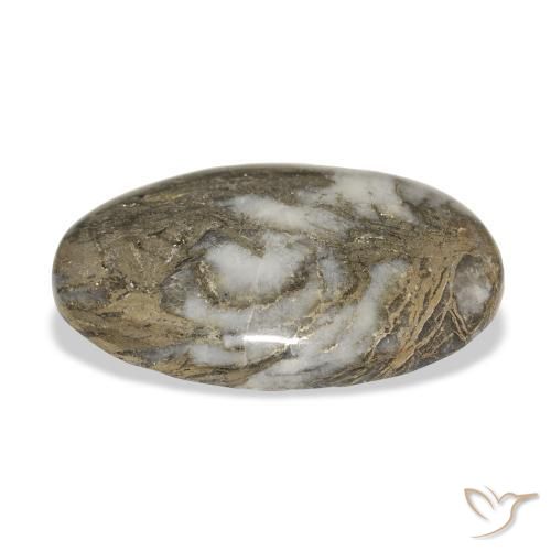 35.51カラットの天然マルチカラーFeather Pyrite、楕円形、オペーク