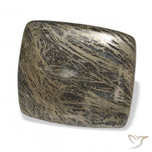 32.15カラットの天然マルチカラーFeather Pyrite、クッション、オペーク