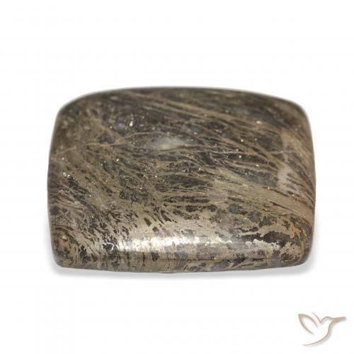 32.15カラットの天然マルチカラーFeather Pyrite、クッション、オペーク