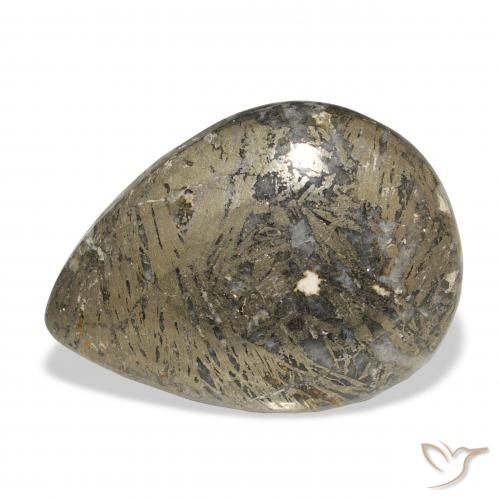 30.77ct 天然 マルチカラー Feather Pyrite, 洋梨の形, オペーク