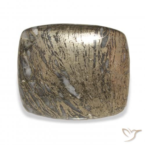 32.54カラットの天然マルチカラーFeather Pyrite、クッション、オペーク