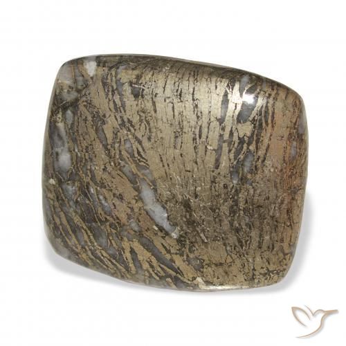 32.54カラットの天然マルチカラーFeather Pyrite、クッション、オペーク