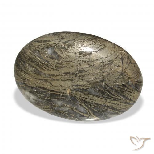 27.23カラットの天然マルチカラーFeather Pyrite、楕円形、オペーク