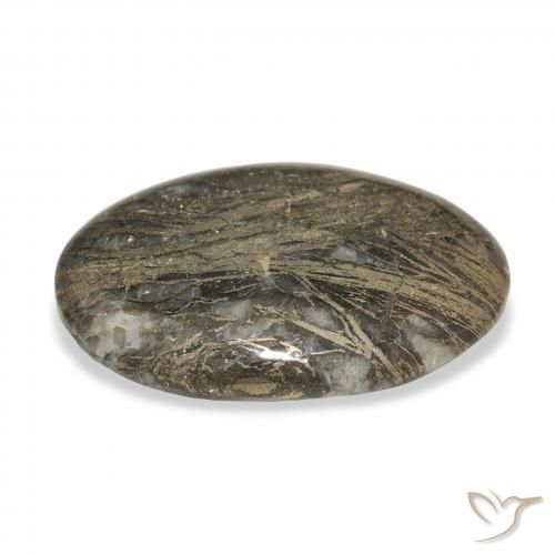 27.23カラットの天然マルチカラーFeather Pyrite、楕円形、オペーク