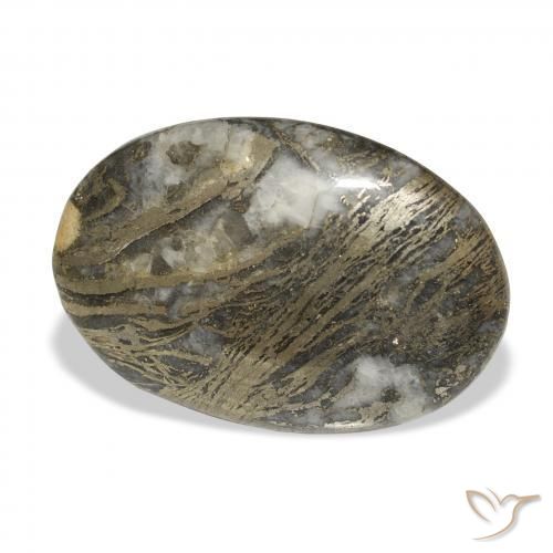 26.51カラットの天然マルチカラーFeather Pyrite、楕円形、オペーク