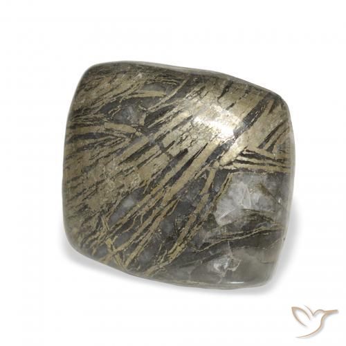 12.76カラットの天然マルチカラーFeather Pyrite、クッション、オペーク