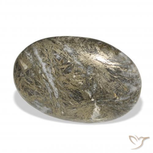34.99カラットの天然マルチカラーFeather Pyrite、楕円形、オペーク
