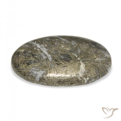 34.99カラットの天然マルチカラーFeather Pyrite、楕円形、オペーク