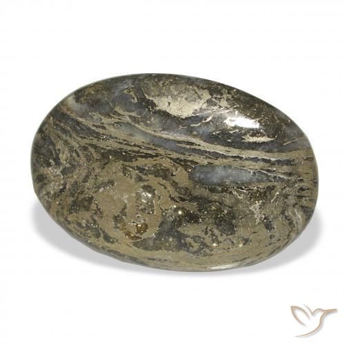 14.09カラットの天然マルチカラーFeather Pyrite、楕円形、オペーク