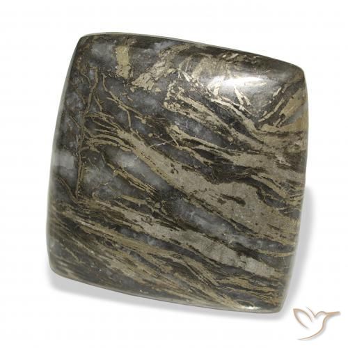28.75カラットの天然マルチカラーFeather Pyrite、クッション、オペーク