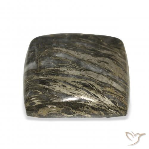 28.75カラットの天然マルチカラーFeather Pyrite、クッション、オペーク