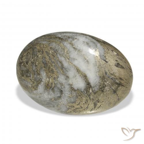 22.73カラットの天然マルチカラーFeather Pyrite、楕円形、オペーク