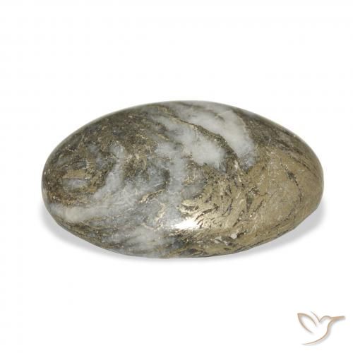 22.73カラットの天然マルチカラーFeather Pyrite、楕円形、オペーク