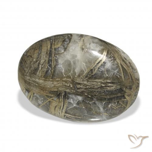 23.16カラットの天然マルチカラーFeather Pyrite、楕円形、オペーク