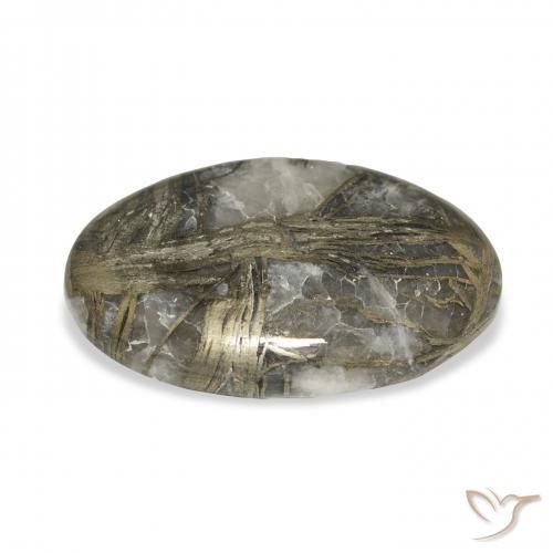 23.16カラットの天然マルチカラーFeather Pyrite、楕円形、オペーク