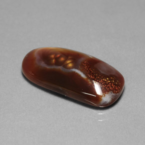 10.85カラットの天然マルチカラーファイアーアゲート（23.4×11.8 mm・透明）