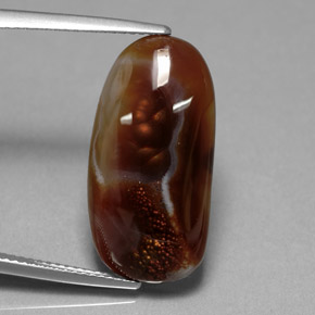 10.85カラットの天然マルチカラーファイアーアゲート（23.4×11.8 mm・透明）