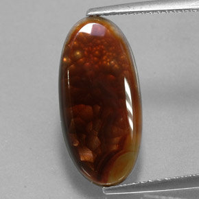 4.87カラットの天然マルチカラーファイアーアゲート（18×8.7 mm・透明）