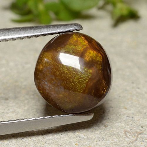 3.92ct 天然 マルチカラー ファイアアゲート, ラウンド, オペーク