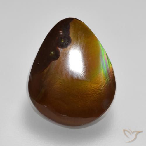 5.78ct 天然 マルチカラー ファイアアゲート, 洋梨の形, オペーク