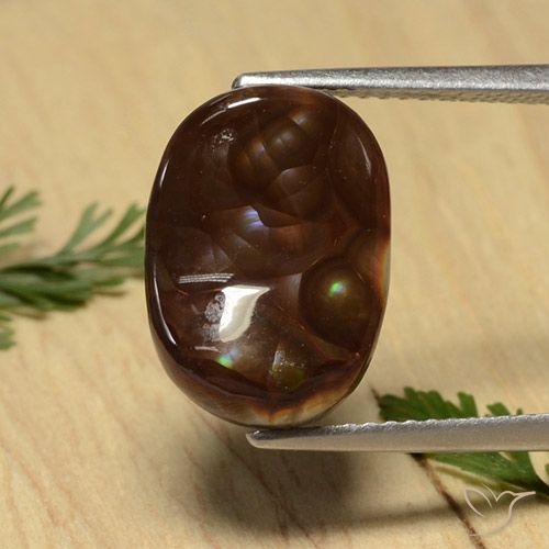4.65ct 天然 マルチカラー ファイアアゲート, 楕円形, オペーク