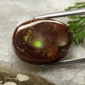 6.00カラットの天然マルチカラーファイアアゲート、オーバルカット、オペーク