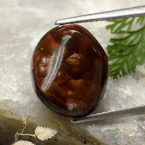 6.65ct 天然 マルチカラー ファイアアゲート, 楕円形, オペーク