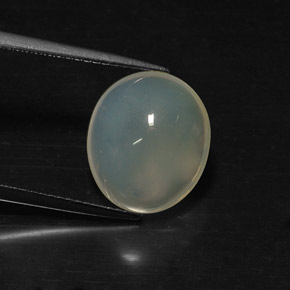 5.14カラットの天然イエロー＆ホワイトファイアーオパール（13.3×11.4 mm・透明）