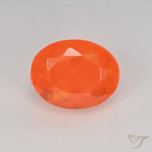 0.82ct 天然 鮮やかなオレンジ ファイアオパール, 楕円形, 透明