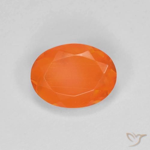 0.81ct 天然 赤みがかったオレンジ ファイアオパール, 楕円形, 透明