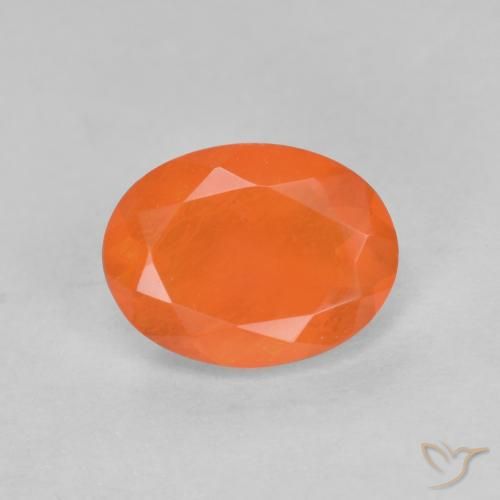 0.68ct 天然 ミディアムオレンジ ファイアオパール, 楕円形, 半透明