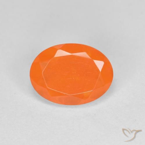 0.76ct 天然 ファイアオレンジ ファイアオパール, 楕円形, 半透明