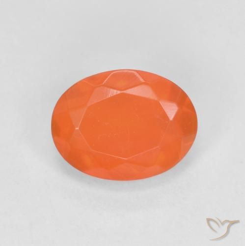 0.64ct 天然 ディープレッドがかったオレンジ ファイアオパール, 楕円形, 半透明