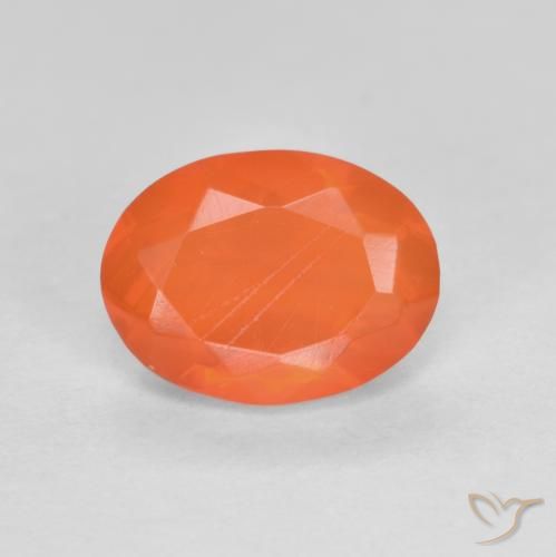 0.72ct 天然 濃いオレンジ ファイアオパール, 楕円形, 半透明