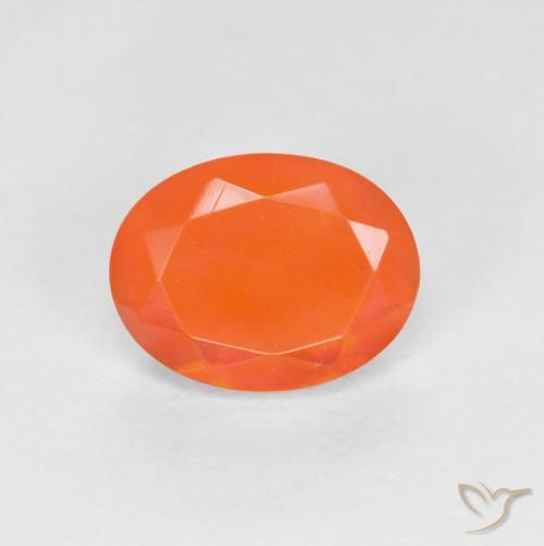 0.77ct 天然 濃いオレンジ ファイアオパール, 楕円形, 半透明