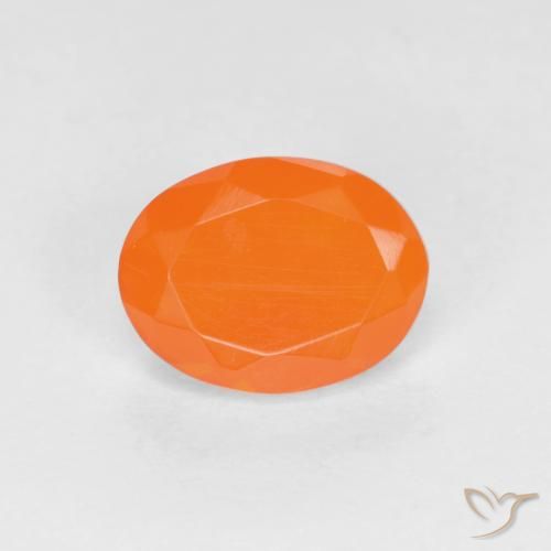 0.76ct 天然 濃いオレンジ ファイアオパール, 楕円形, 半透明
