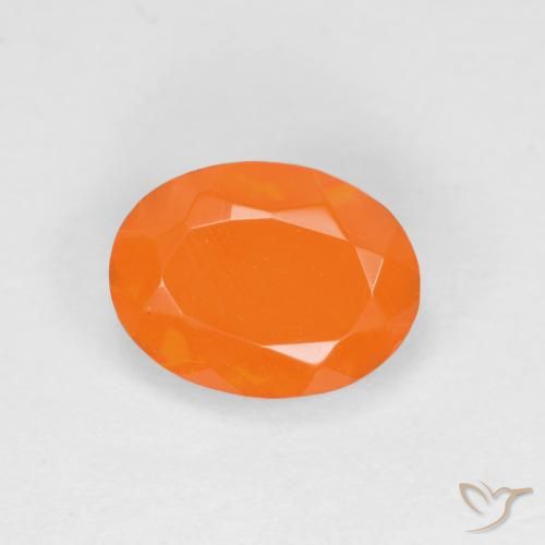 0.61ct 天然 濃いオレンジ ファイアオパール, 楕円形, 半透明